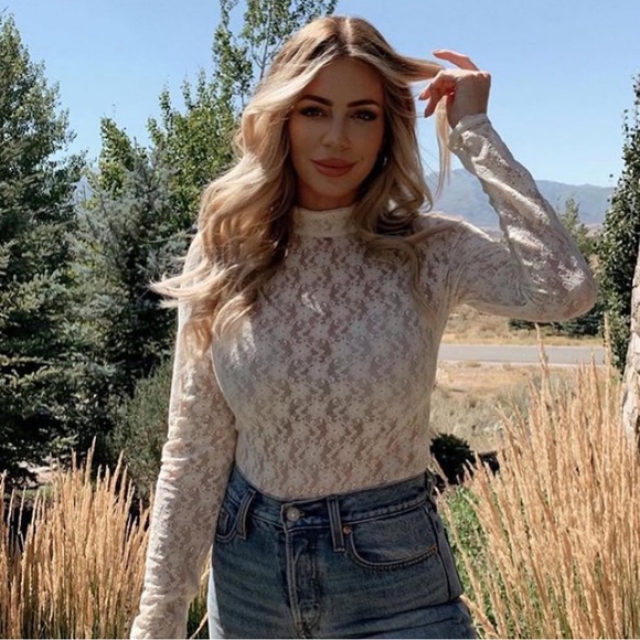 Lani the Label Ivory Lace Long Sleeve Bodysuit Size Small NWT Romantic Boho Chic - Picture 5 of 11